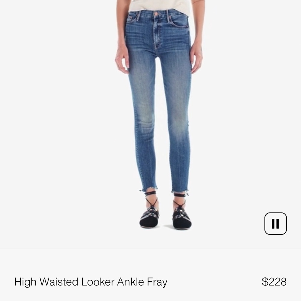 MOTHER High Waisted Looker Ankle Fray